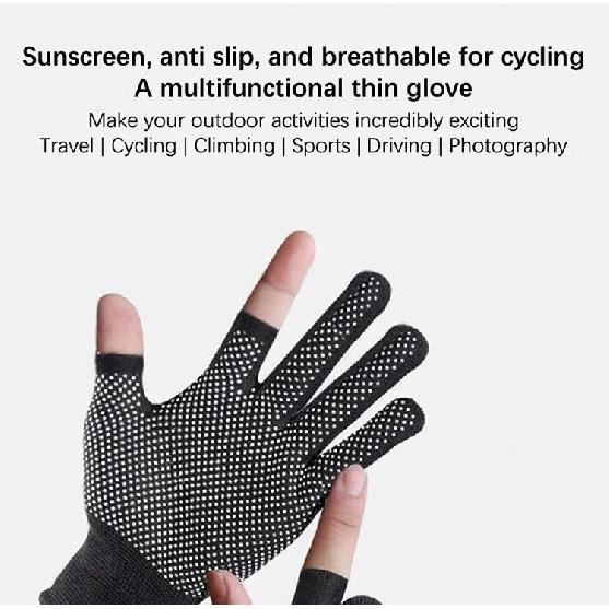 Men's and Women's Anti Slip Work Gloves Motorcycle Riding Sports Gloves Lightweight Breathable Exposed Two Finger Gloves