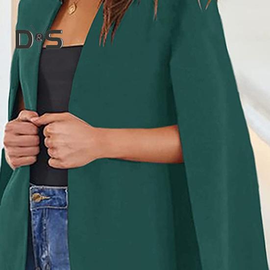 Frühling Herbst Frauen Kragen Split Sleeve Design Mantel Anzug Mantel Büro Dame Einfarbig Vorne Offen Beiläufige Lose Oberbekleidung Tops