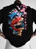 Unisexs Koi Fish Sakura Graphic Print Tshirt Oversized 100 Polyester Japanese Streetwear Short Sleeve Tops Sxxl