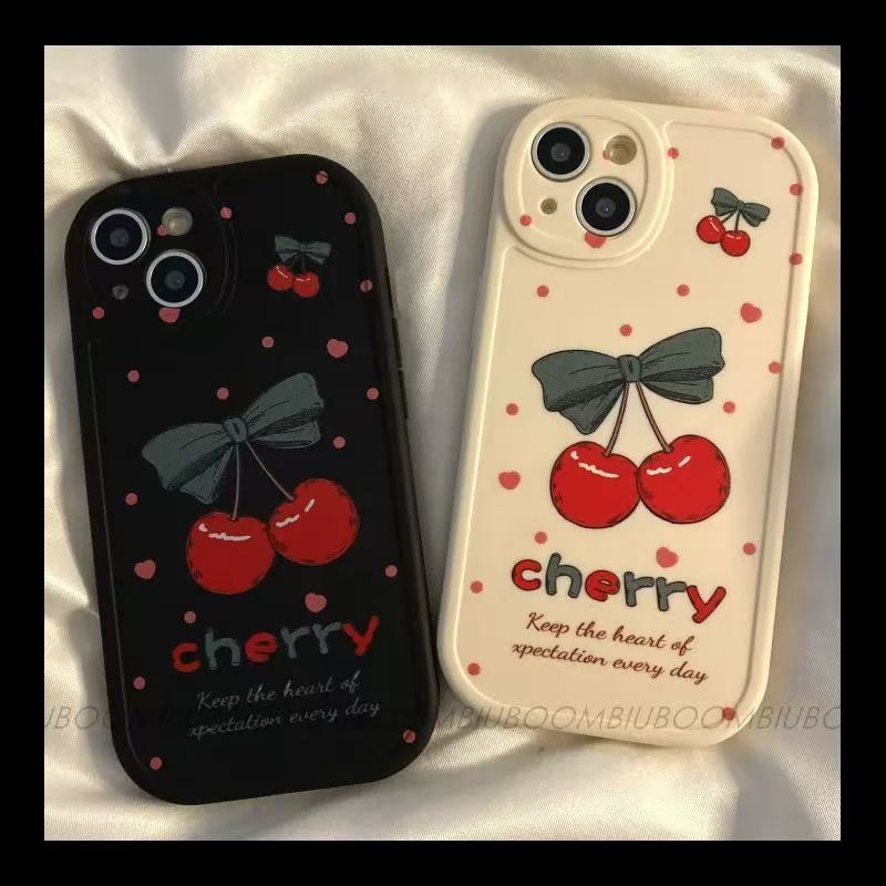 Oil painting love bow cherry for apple 11/11/11 pro mobile phone case 11promax11/11/11X