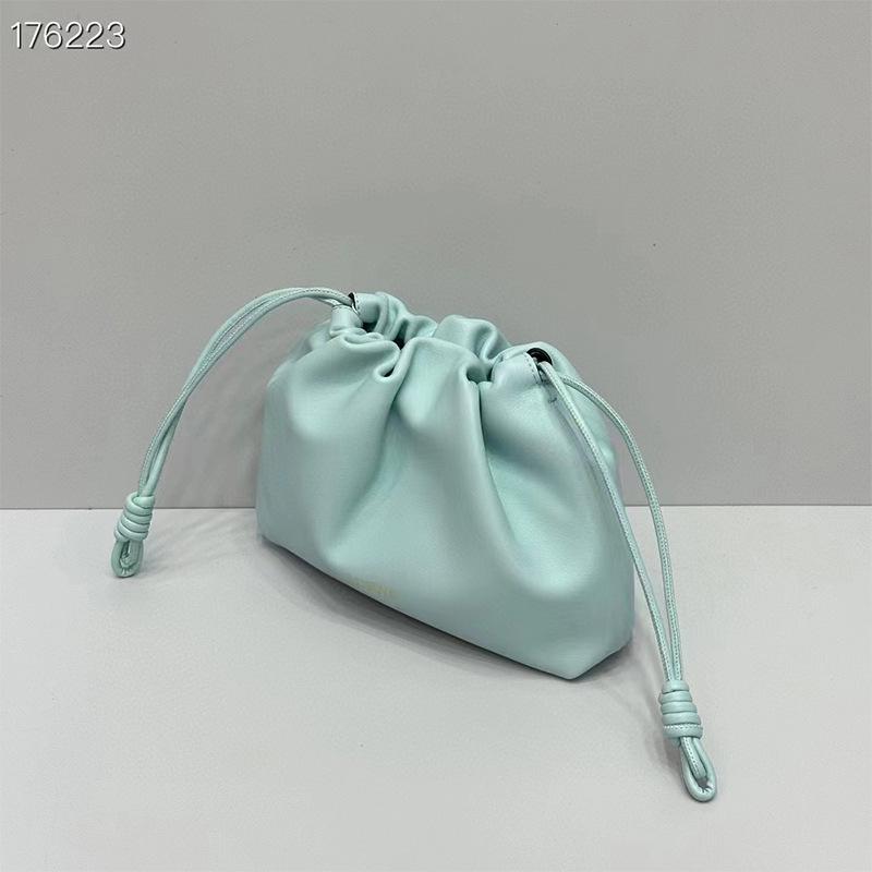 2024 Genuine Leather Trendy Pleated Bucket Bag - Small Drawstring Lucky Dumpling Messenger