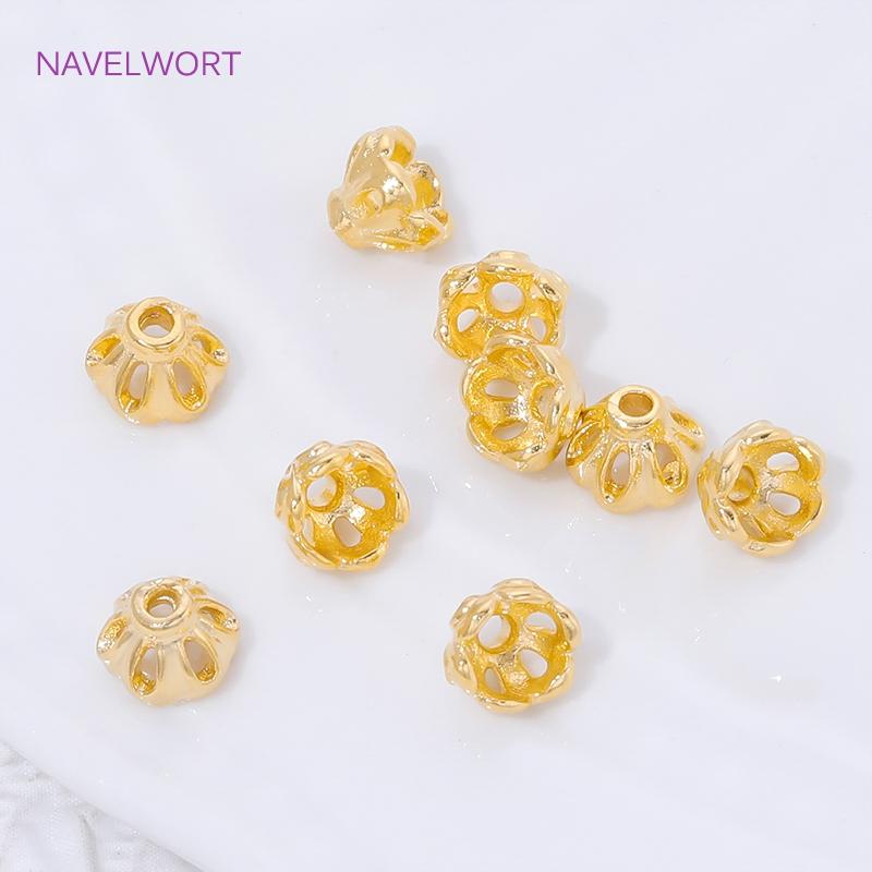 5/10/15Pcs 18K Gold Plated Brass Bead Caps For Jewelry Making,Flower Bead Caps For Bracelet,Caps For Beads,DIY Jewelry Materials