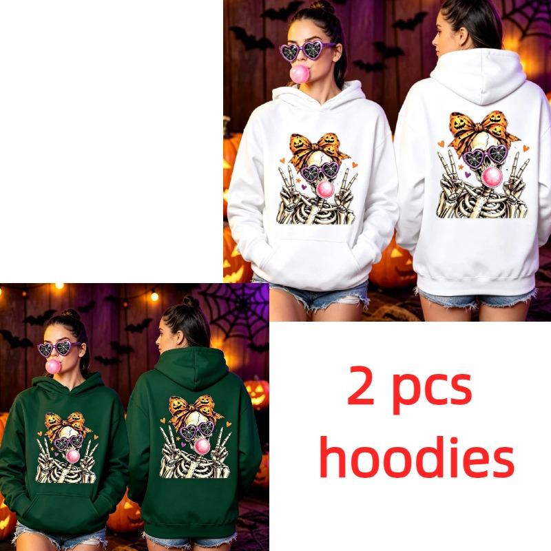 Skeleton Halloween Hoodie Men Women Vintage Horror Skull Graphic Pullover Sweatshirt Spooky Gothic Hoodies