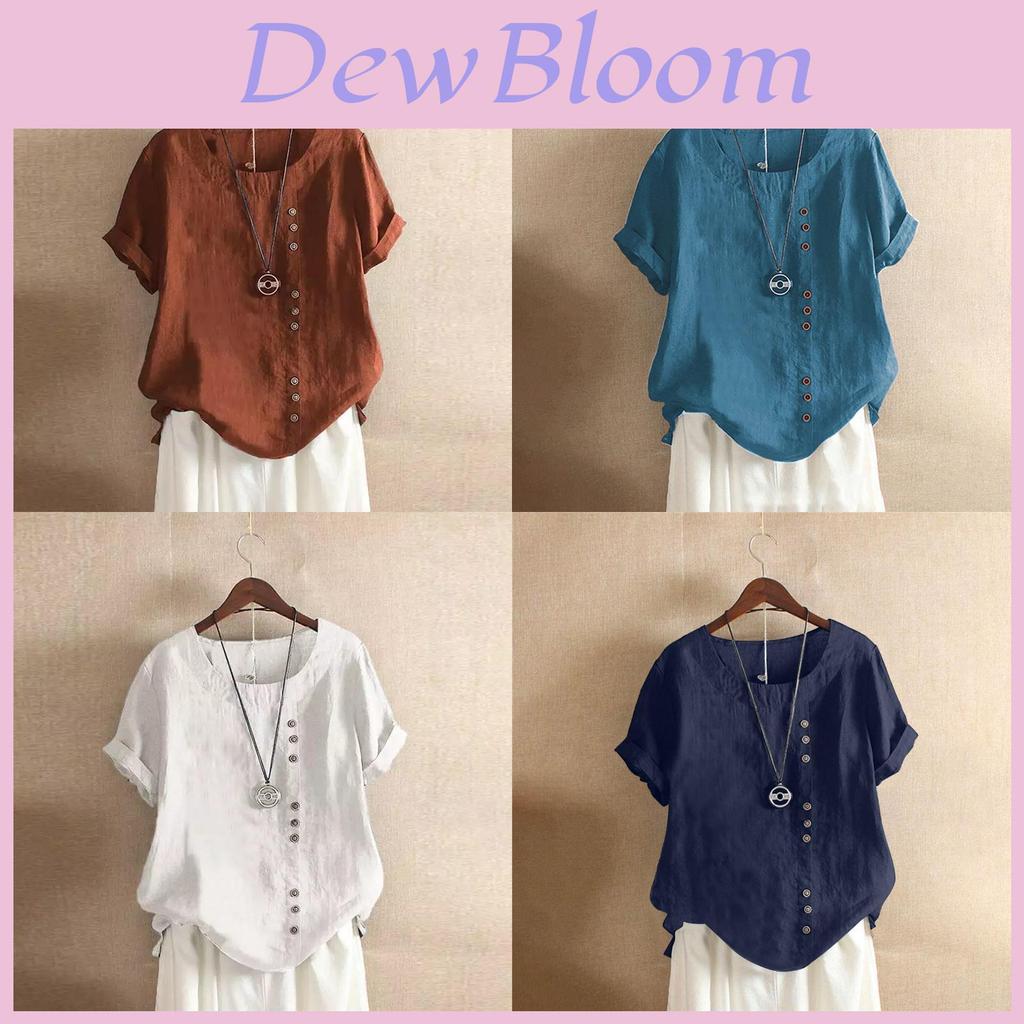 Cotton Linen T Shirt For Women With Loose Fit And Short Sleeves For Casual Wear