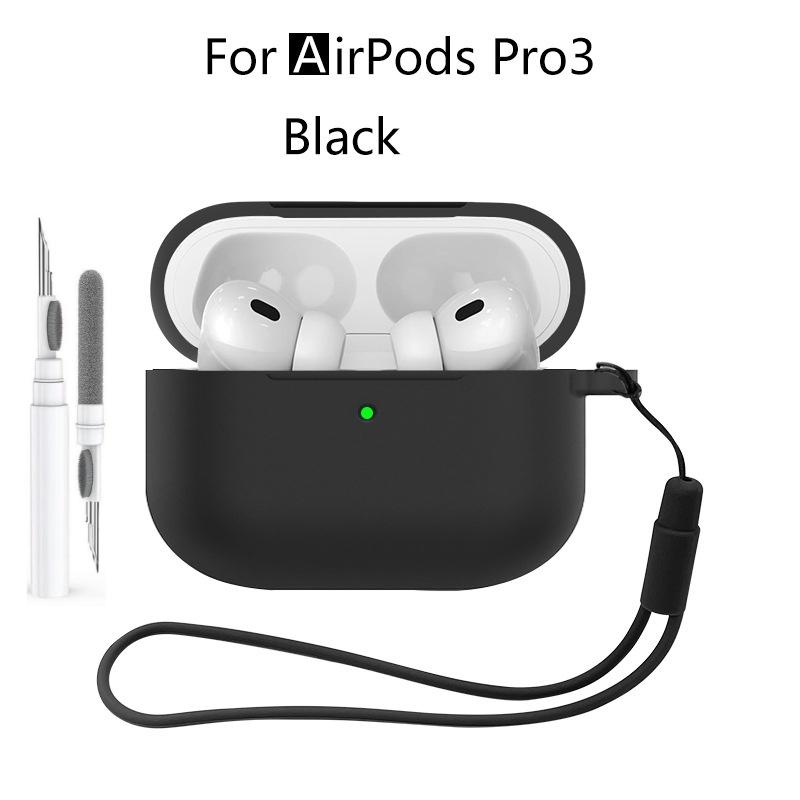 New 2025 For Apple Airpods Pro 3 Case Soft Silicone Full Protective Cover with Cleaning Kit and Keychain for Airpods Pro 3 Case