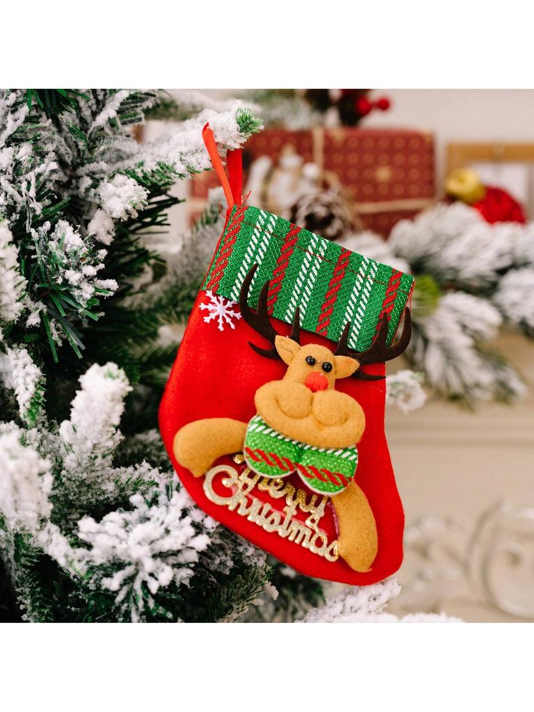 Christmas Tree Hanging Mini Stockings Decoration Small Candy Gift Bag Santa Claus Snowman Reindeer Bear Decorative Socks