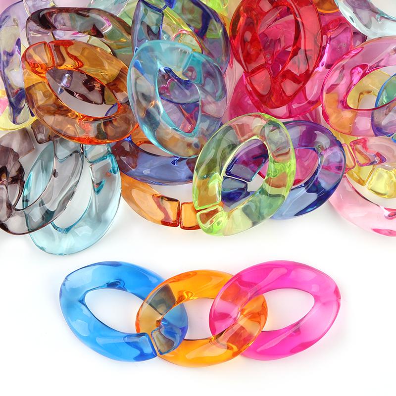 20pcs Ins Retro Rainbow Buckle Acrylic Long Chain Beads For Men Women Curb Cuban Link  Jewelry Making DIY Bracelet Necklace