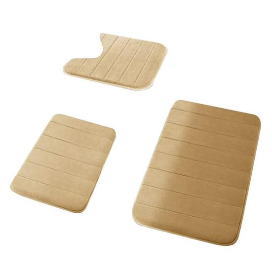 3Pcs/Set Bath Rug Anti-Slip Bathroom Floor Mat U-Shaped Toilet Rug Absorbent Rectangular Mat for Bathroom Sink Shower Door