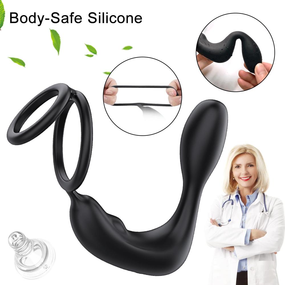 2 IN 1 Anal Plug Cock Ring Vibrator Prostate Massager Gay Anal Butt Plug Stimulator Masturbation Tools Anal Vibration Sex Toys