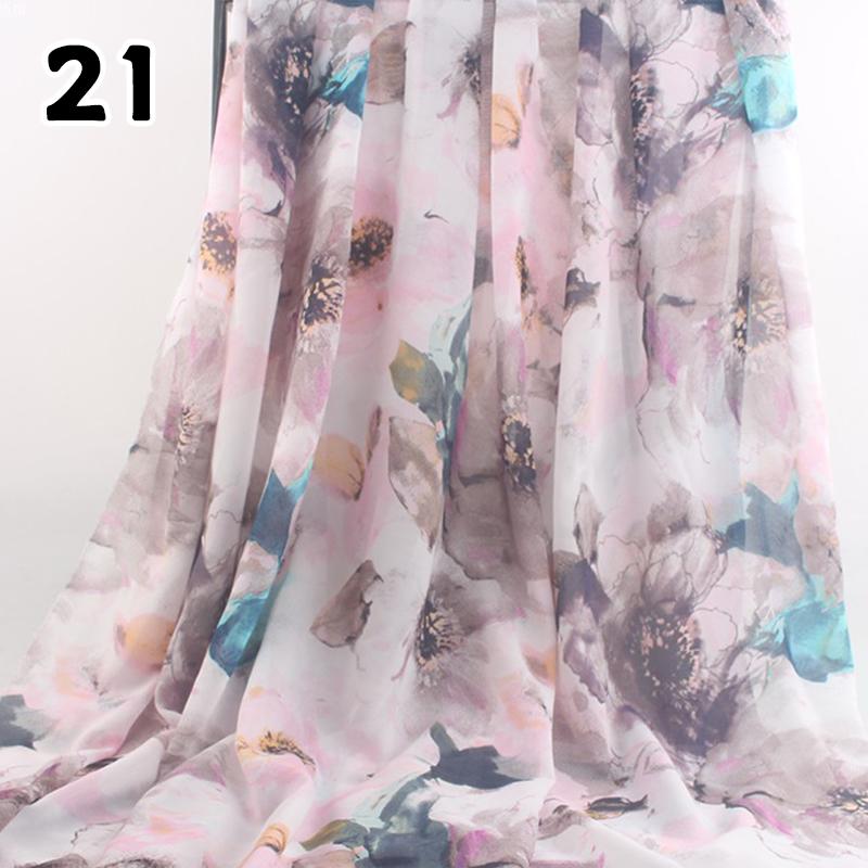 1M 75D Retro Flower Chiffon Fabric Breathable Thin And Light Draped Fairy Designer Fabric For Diy Sewing Summer Dress Shirts