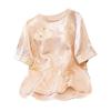 2025 jacquard satin short-sleeved shirt women's summer new fashion temperament cute pink top