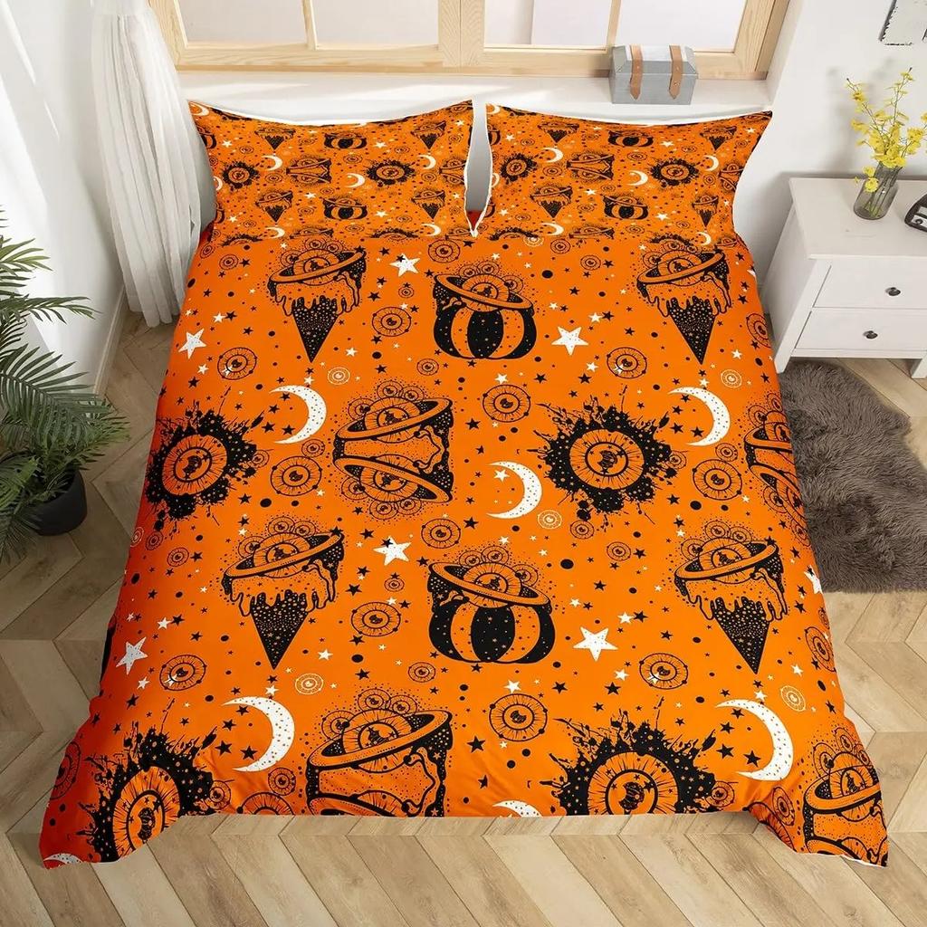 Eyes Comforter Cover Bohemian Hippie Water-Drop Duvet Cover Boho Eyes Nazar Amulet Bedding Set Mysterious Blue Eyes Quilt Cover