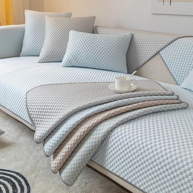 Ice Silk Sofa Cover Summer Universal Non-slip Sofa Mat Cool Sofa Towel Couch Cushion Slipcovers for Living Room Home Decor