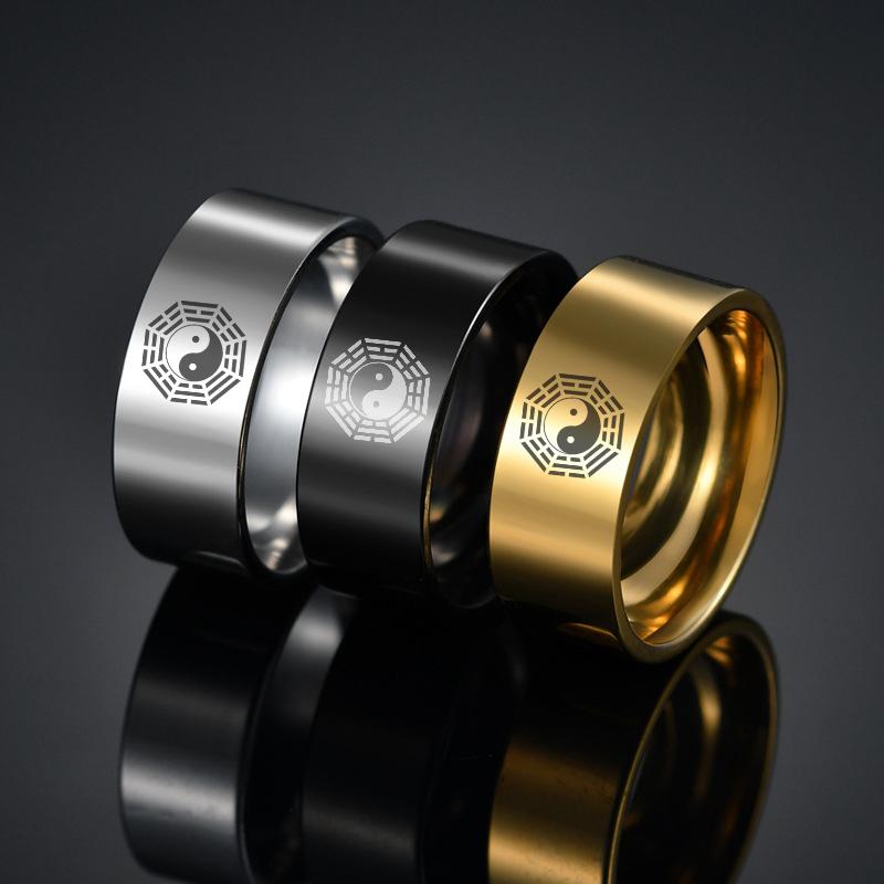 Cartoon Anime Men's and Women's Role Playing Stainless Steel Ring Black and White Fashion Accessories