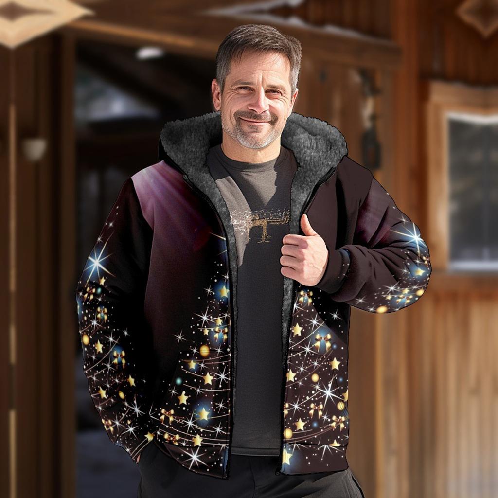 Men's Christmas Print Jacket Men's Spring And  Casual Trend Zipper Hooded Jacket