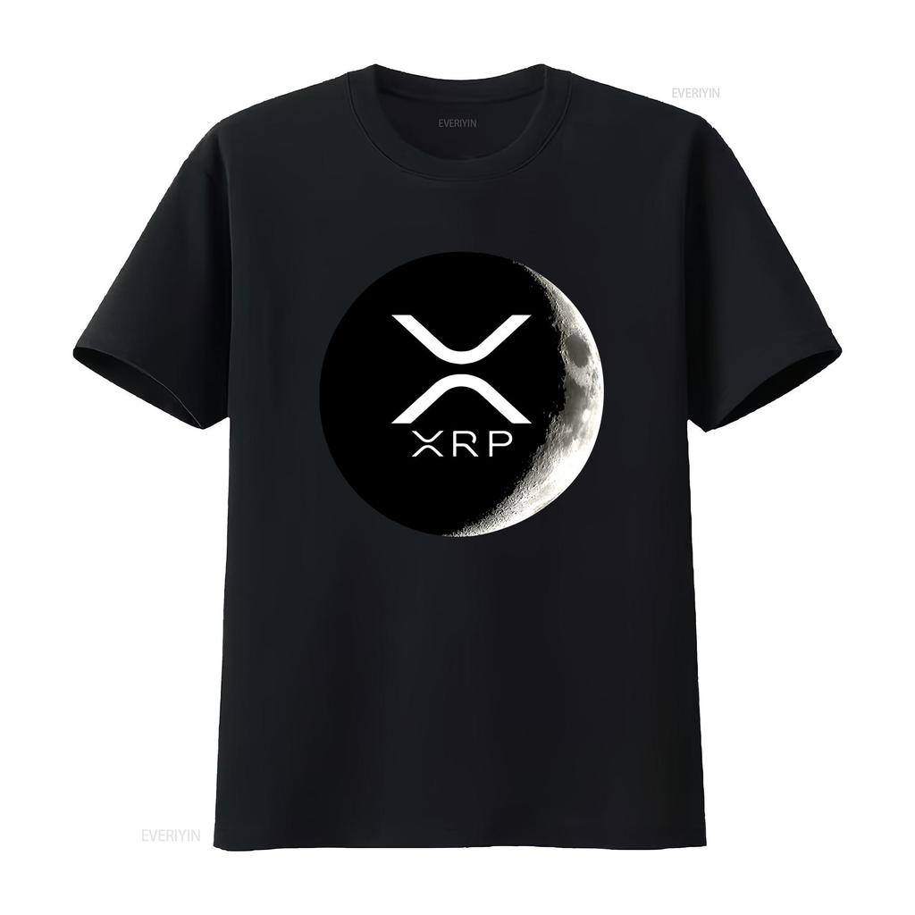 Xrp Crypto Cryptocurrency Ripple Moon T Shirt Coin Vintage Washed Unisex Homme Graphic Breathable Top For Everyday Wear Stylish