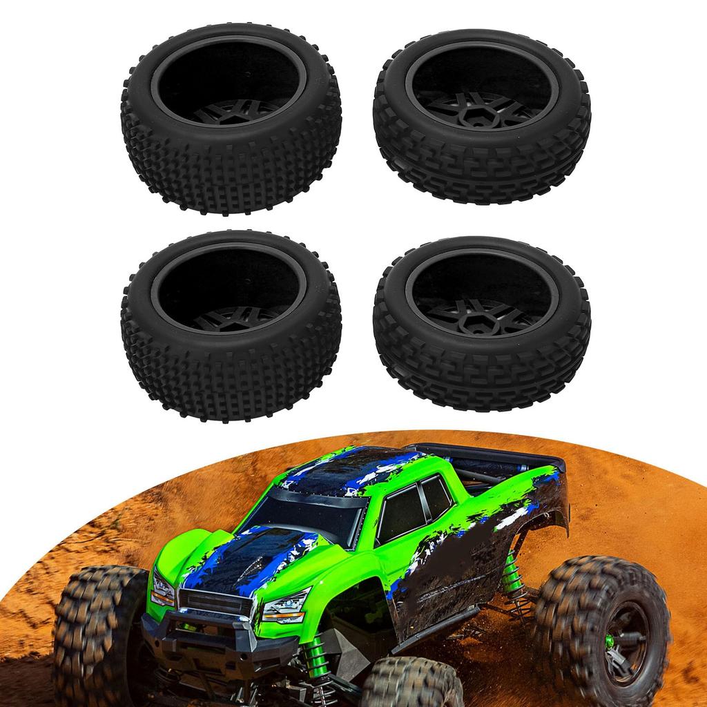 4 Pcs 1Celsius10 RC Off Road Tires 2 Front 2 Rear Round Stud Type Skin V Hole Hub High Grip RC Car Wheels