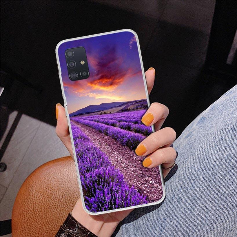Purple Lavender Flowers Phnoe Case for Samsung Galaxy A12 A22 A32 A42 A52 A51 A50S A20S A10S A41 A31 A21S A40 A30S A20E A71 A70