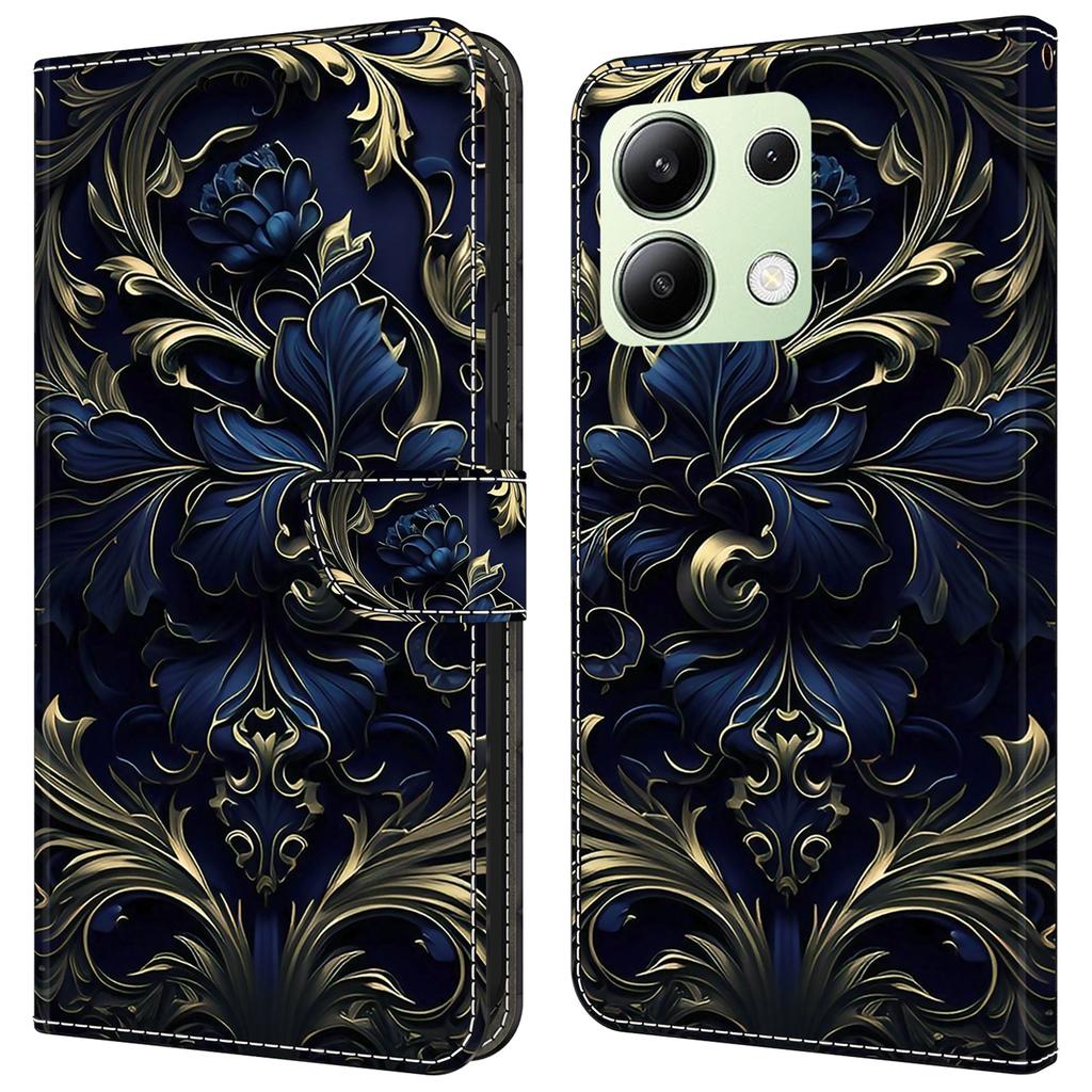 For Xiaomi Redmi Note 13 4G Leather Case Printed Pattern Wallet Stand Phone Cover