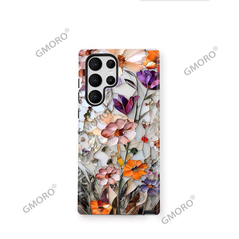 French Retro Oil Painting Flower Rose Magnolia Mobile Phone Case Samsung S25Ultra Double-layer Film Case S23 + Anti-drop