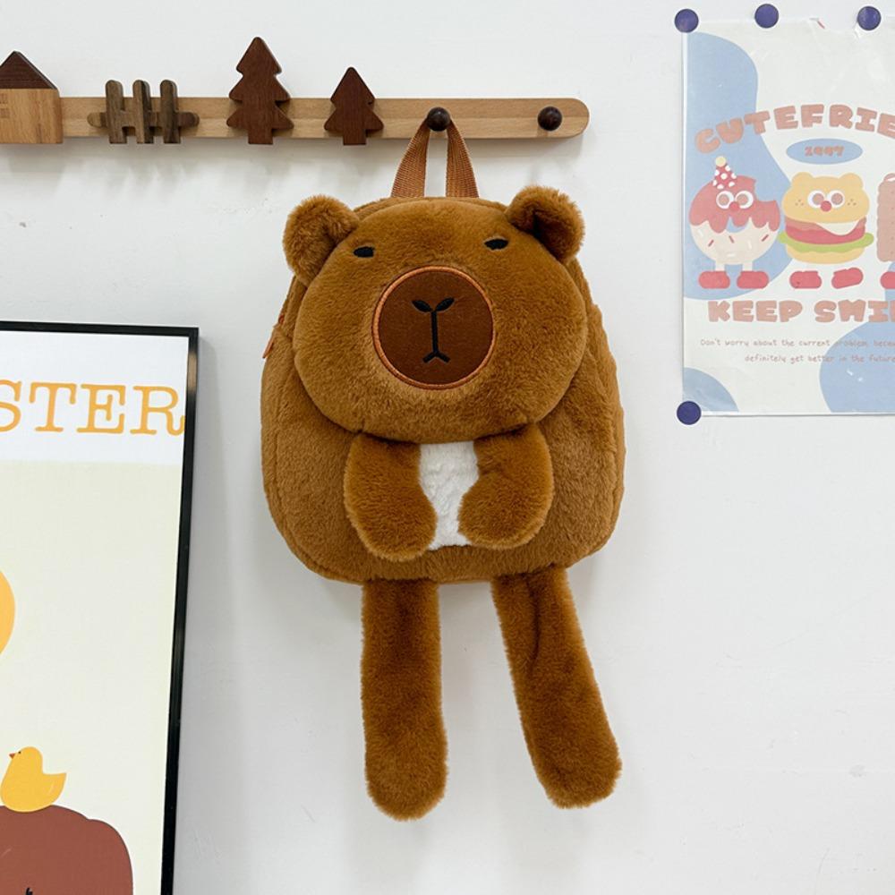 Cartoon Capybara Plush Backpack Long Leg Cute Shoulder Bag Student Bag Capybara Plush Bag  School