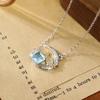 S925 Sterlingsilber Mond Stern Halskette für Damen Naturstein Anhänger Süße Katze Schlüsselbein Kette Mode Retro Schmuck Geschenk