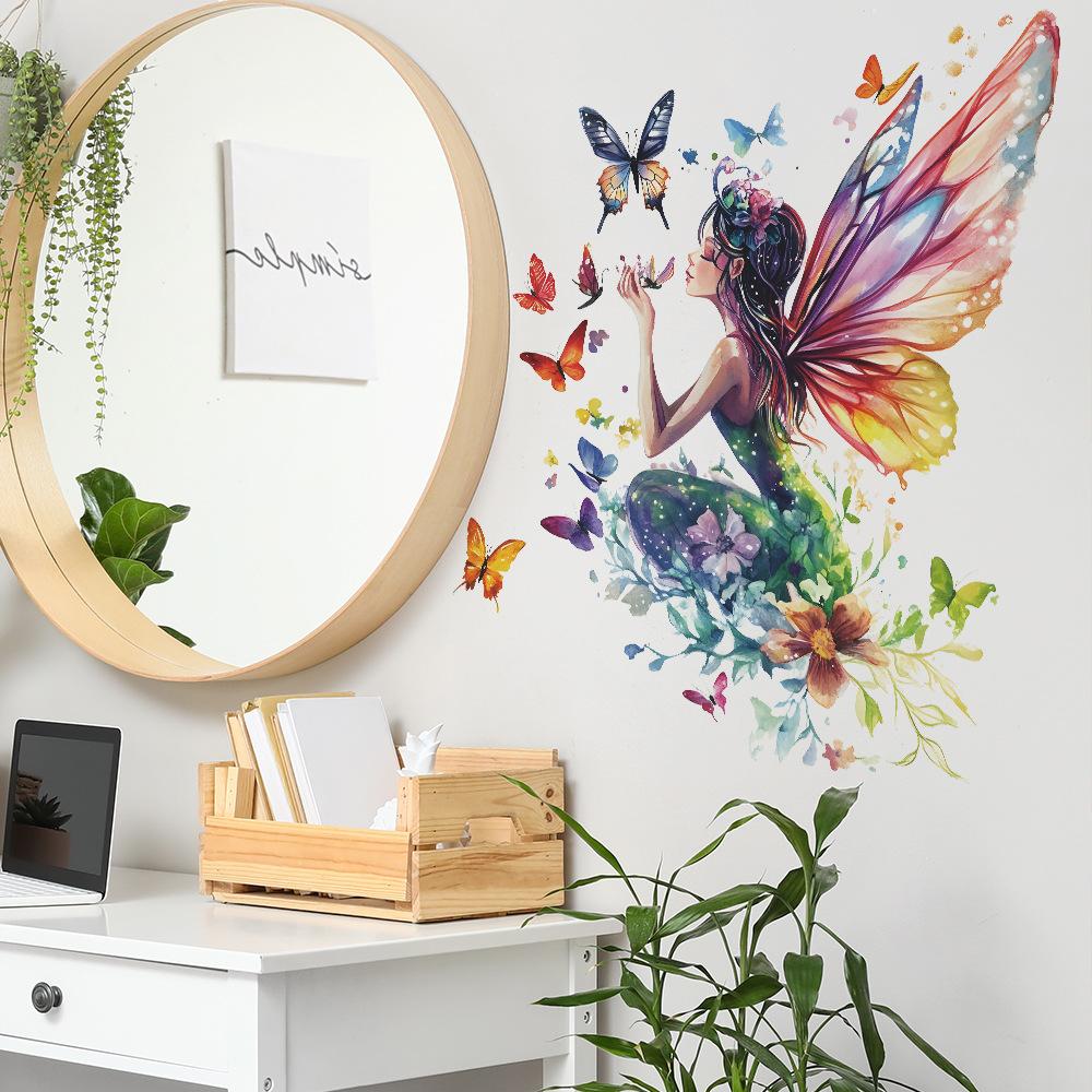 Self-adhesive Wall Stickers Dreamy Butterfly Fairy for Kids Room Bedroom Living Room Home Decor