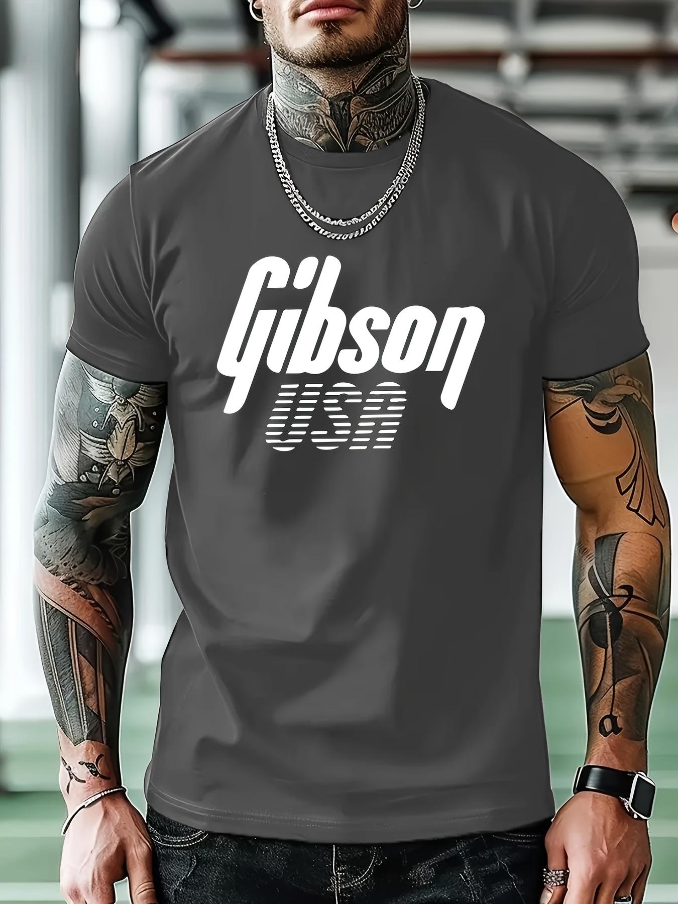 

Gibson USA Graphic Tee - Black Casual Crew Neck Short Sleeve T-shirt XXXXL