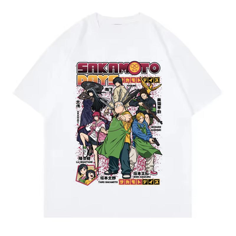 2025 New Design Anime Tshirts Sakamoto Days Short Sleeve Retro Tops Tees Streetwear Unisex Clothing Sakamoto Days Summer Tshirt