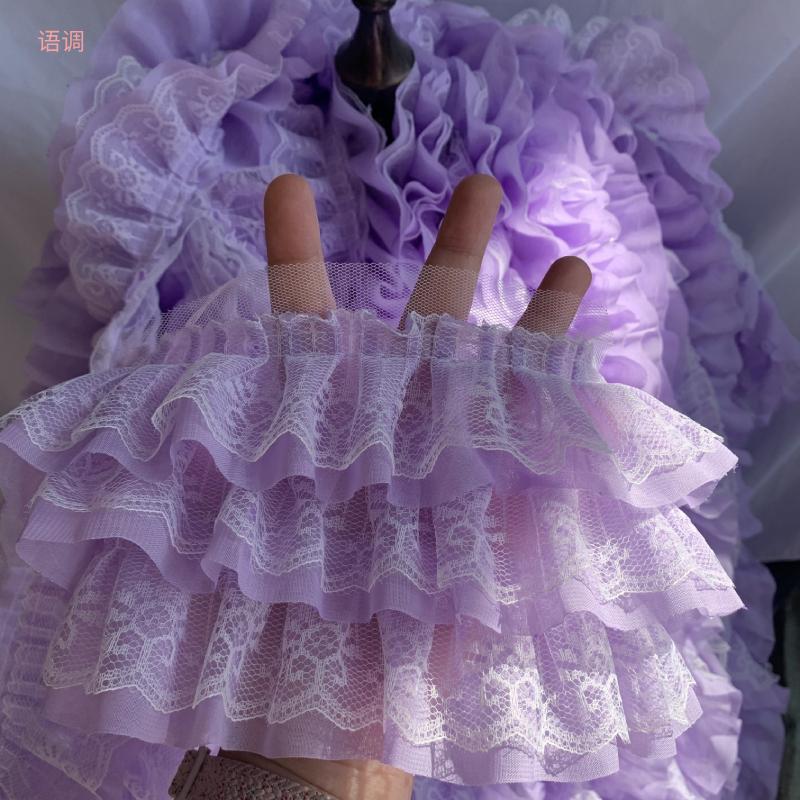 3-layer Lace Ruffle Trim 13cm Wide Mesh Fabric Lace for Lolita Dress Curtain Doll Clothes Sewing Deocr Accessories 3/5/10Meter