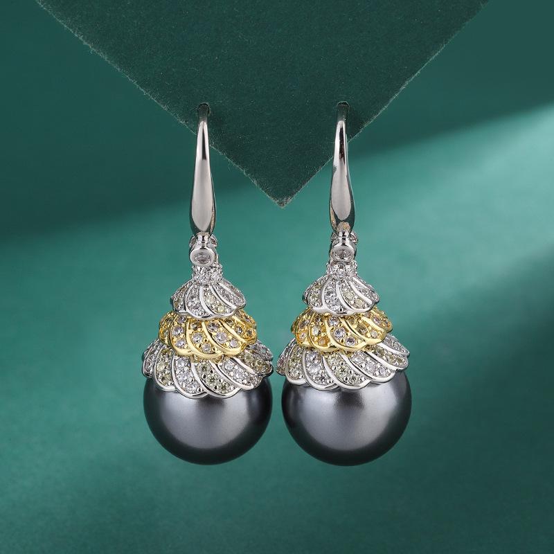 

Серьги с жемчугом цвета шампанского, корейский выпуск, серьги с жемчугом премиум-класса, женские длинные серьги с жемчугом знаменитости