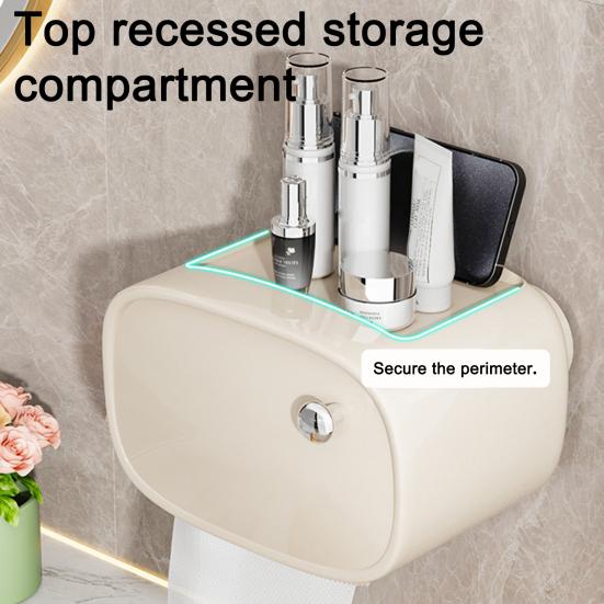 Tissue Box Top Storage Waterproof Tissue Holder No Wall Damage Easy Stick Creamy Style Universal Paper Towels for Bathroom