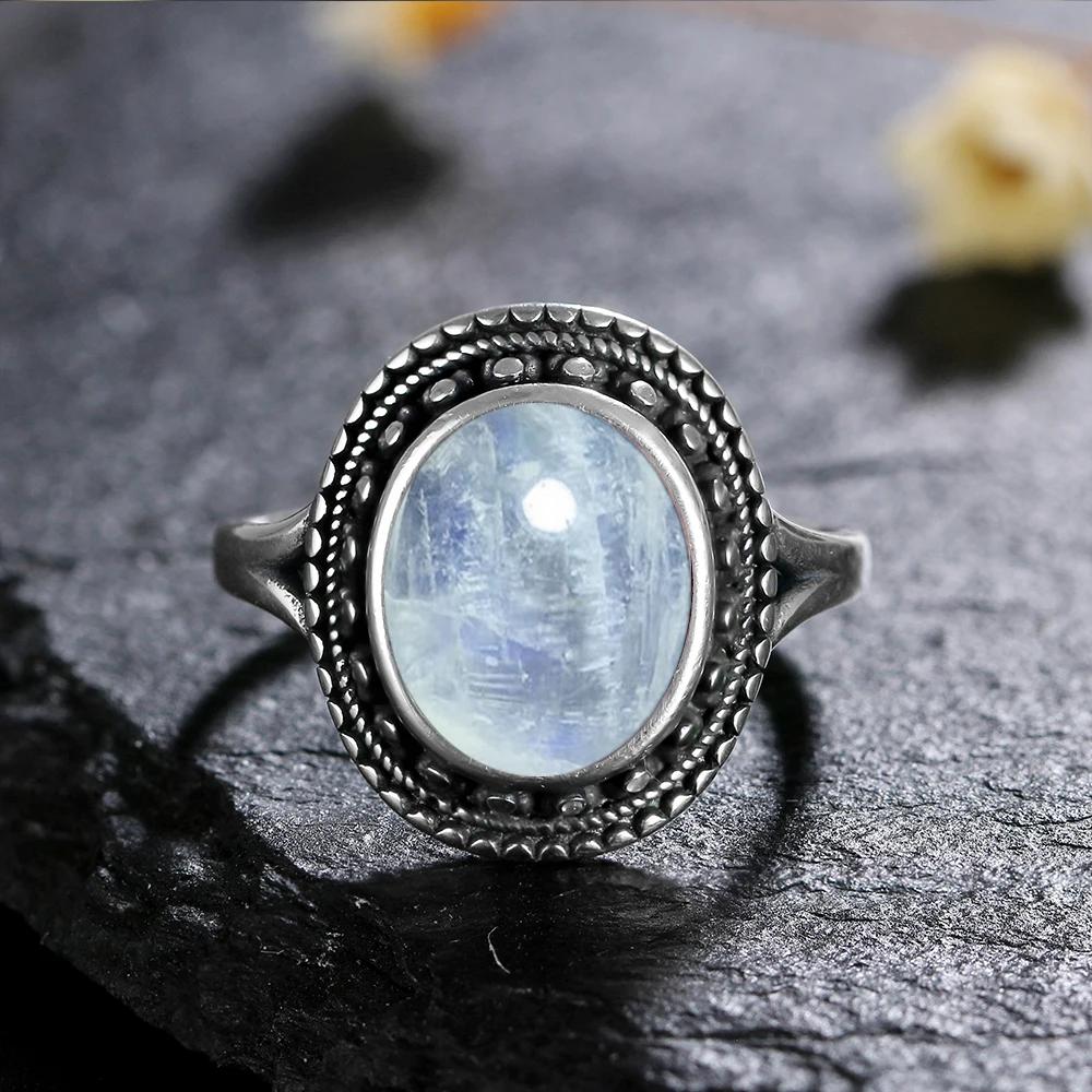 Natural 8*10MM Lapis Lazuli Finger Ring  Rings for Women Gift S Silver Flower Shaped Ring