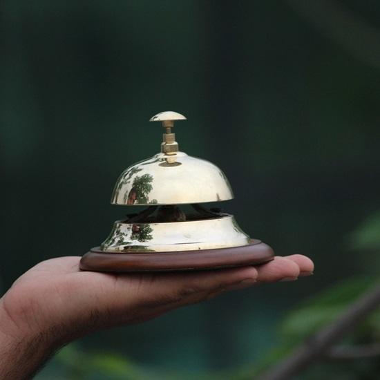 12.7 Cm Brass Elegant Hotel Bell Floral Ornament Bell Table Bell Art Deco Style Bell Office Gift Idea Reception Bell