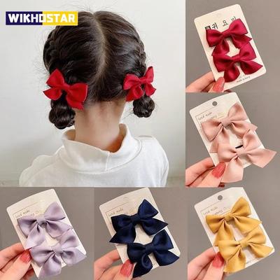 2PCS New Cute Bow Headgear Sweet Little Girl Hair Accessories Summer Girls Net Red Clips Baby Hairpins Children Hair Clips Gifts