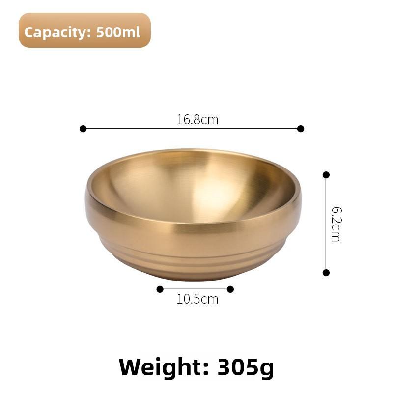 Stainless Steel Bowl Double Layer Thickened Large Capacity Noodle Bowl for Cold Noodles Ramen Mixing Rice Soup Bowl