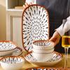 Bamboo Woven Japanese Ceramic Dishes, Dishes, Tableware Creative Retro Household Dishes, Dishes, Underglaze Colored Bowls, Dishes Set