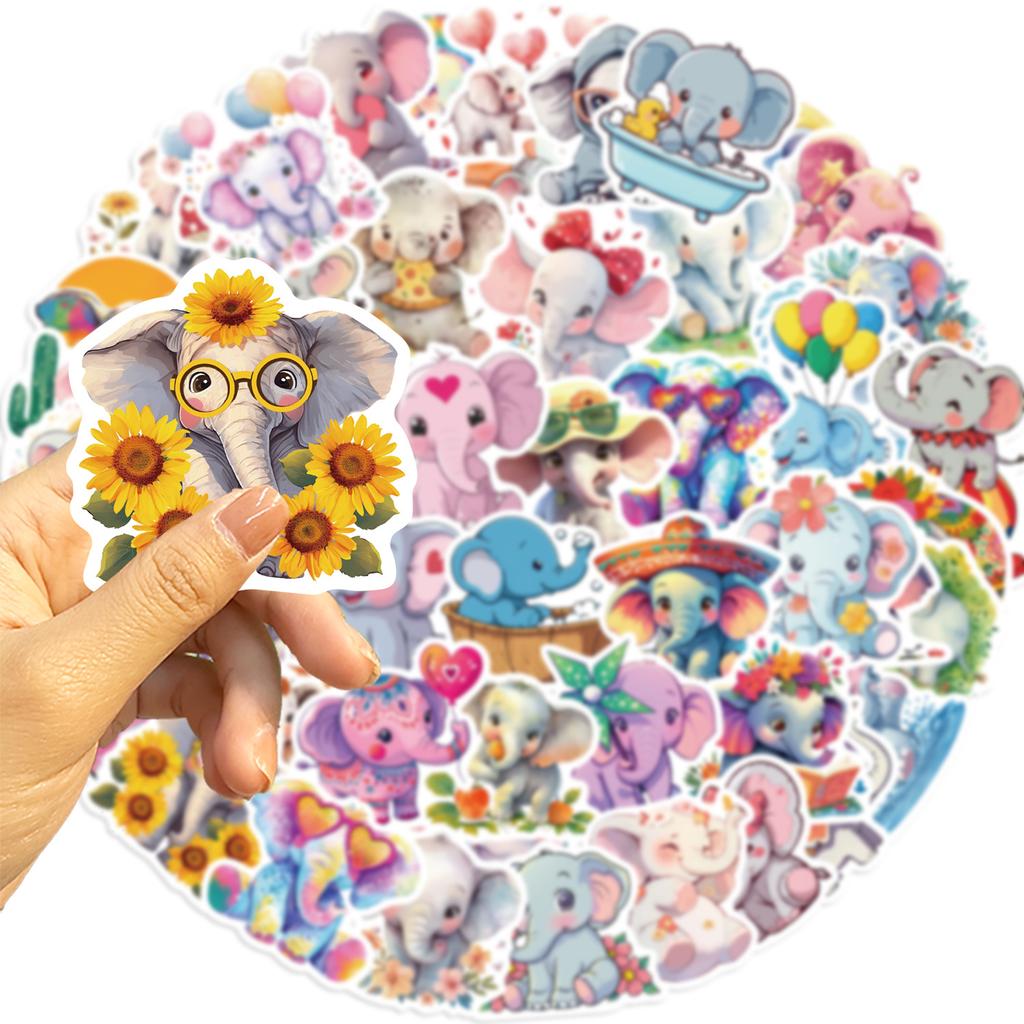 50 Cartoon Elephant Animal Graffiti Stickers Party Decoration Guitar Notebook Suitcase DIY Waterproof