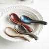 ABNO-4-Piece Spoon, Japanese Style Lamian Noodles Spoon Set, Blue Ceramic Spoon, Retro Porcelain Spoon
