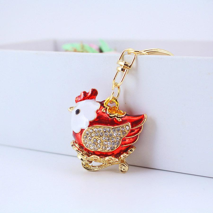 

Очаровательный брелок для ключей в виде курицы с бриллиантами - металлическая подвеска в виде курицы со знаком зодиака для женских сумок (Подарочный предмет)