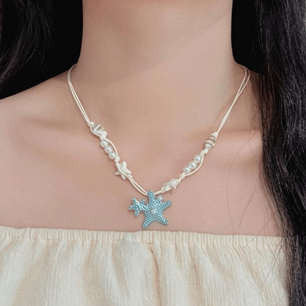 Bohemian Starfish Necklace Beach Surfer Trendy Beach Necklace  Photography Props