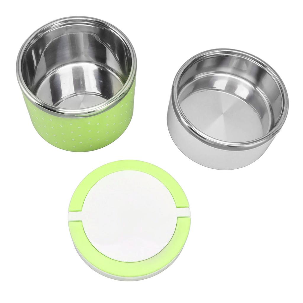 Bento Lunch Box Stainless Steel Lightweight PP Housing Double Layer Anti Leakage Food Lunch Container for Student Green
