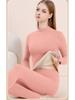 Women's Fleece-Lined Thermal Underwear Set - Semi-High Neck, Thick Base Layer for Autumn & Winter