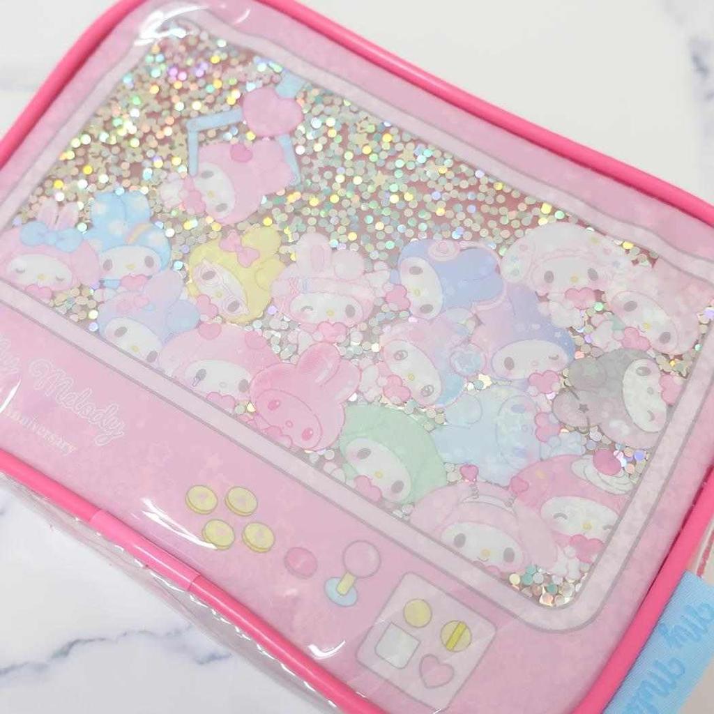 Marimo Craft Sanrio My Melody 50th Anniversary Girly Pop Heart Shaka Shaka Pouch, Pink, Approx. W170 x H130 x D50mm, MMM-552