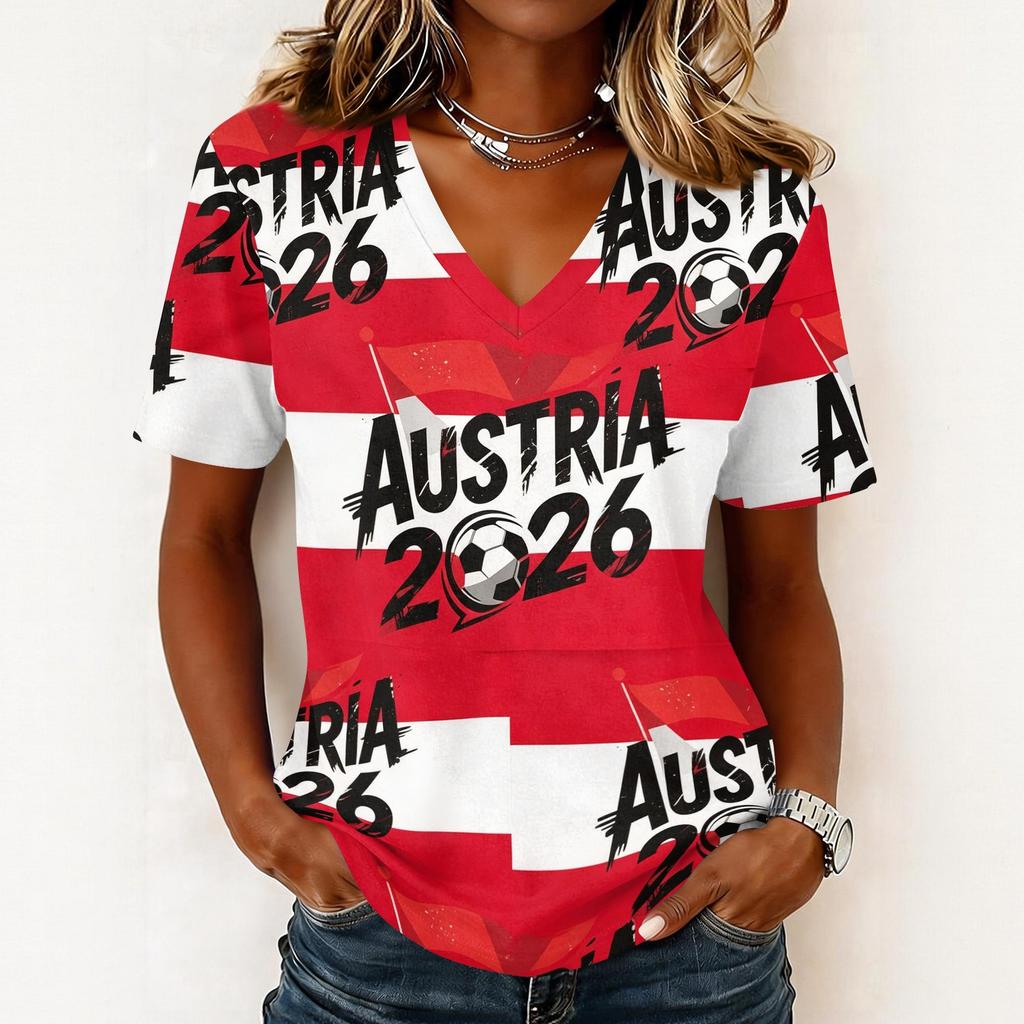 Womens Casual V Neck Pullover Short Sleeve Top Soccer Print Summer Tee Shirt Lightweight Comfortable Soft Fabric