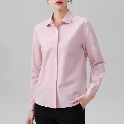 Neues Hemd mit Puppenkragen für Damen. Neues dünnes, lässiges Oberteil für Damen. Lockeres koreanisches langärmeliges weißes Hemd