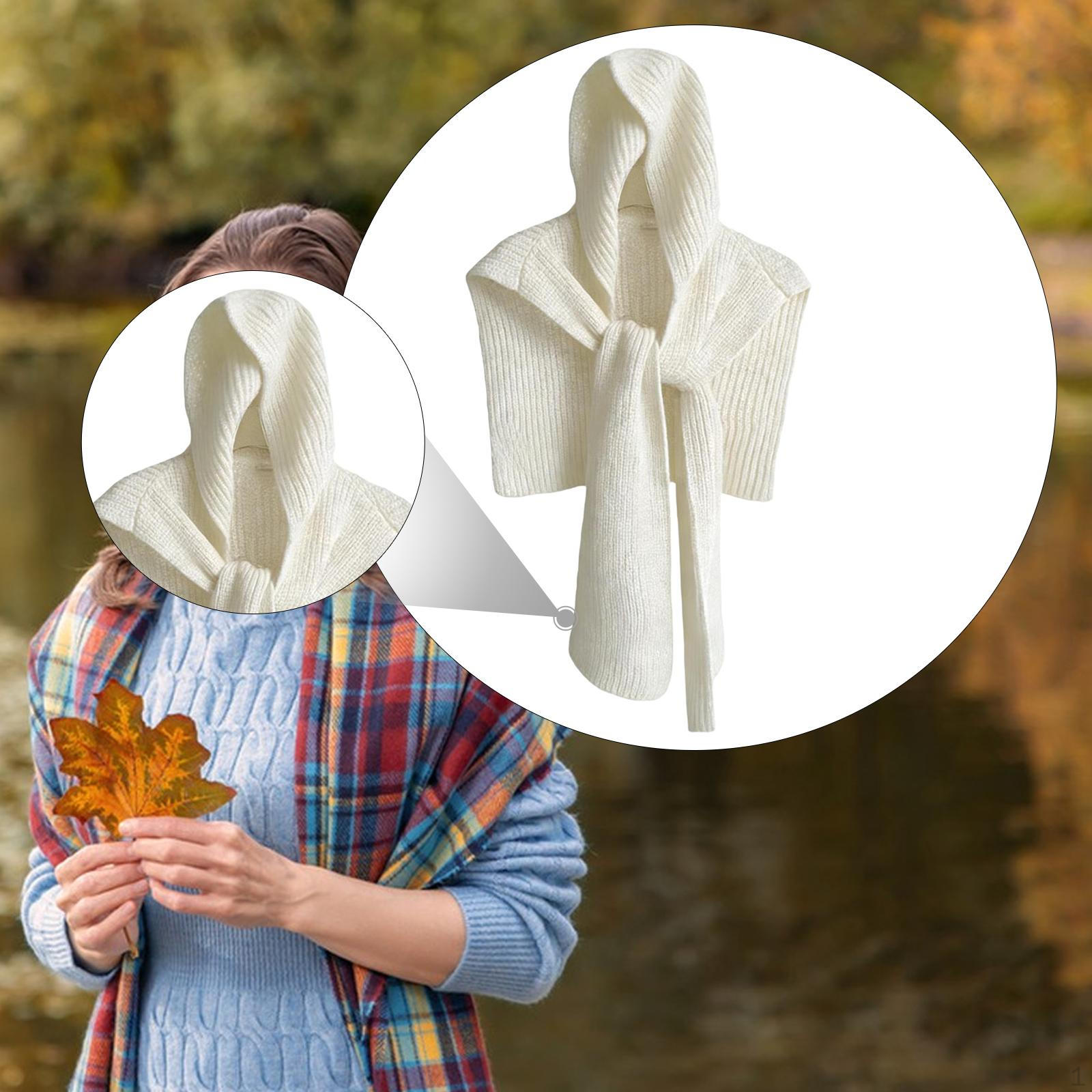 

Knitted Scarf Neck Warmer with Hoodie for Women Autumn Men Female Winter бежевий