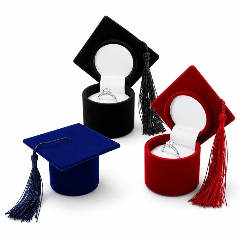 Creative Doctoral Hat Ring Box Doctoral Hat Shape Earrings Packaging Box Student Graduation Season
