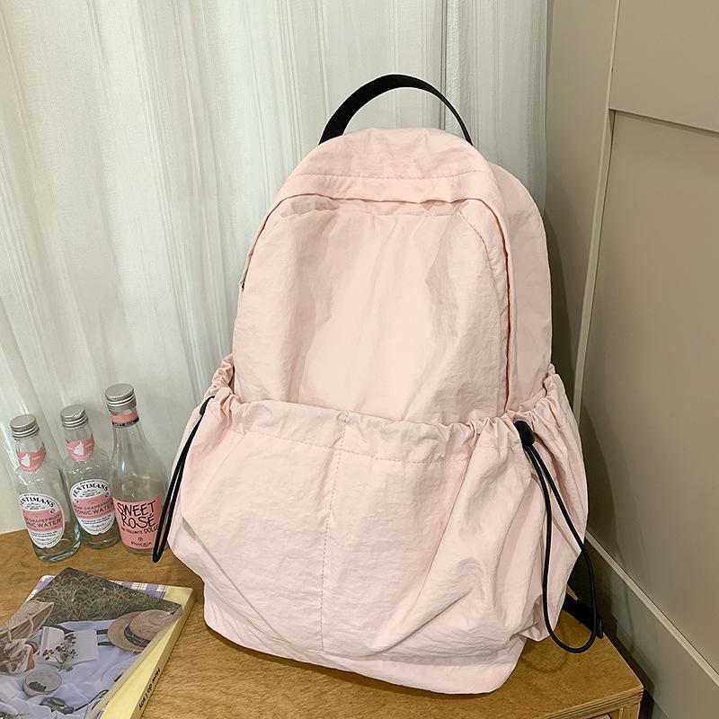 Японский школьный рюкзак женский студент колледжа ретро высококачественный на шнурке повседневный нишевый туристический рюкзак текстура легкий рюкзак розовый