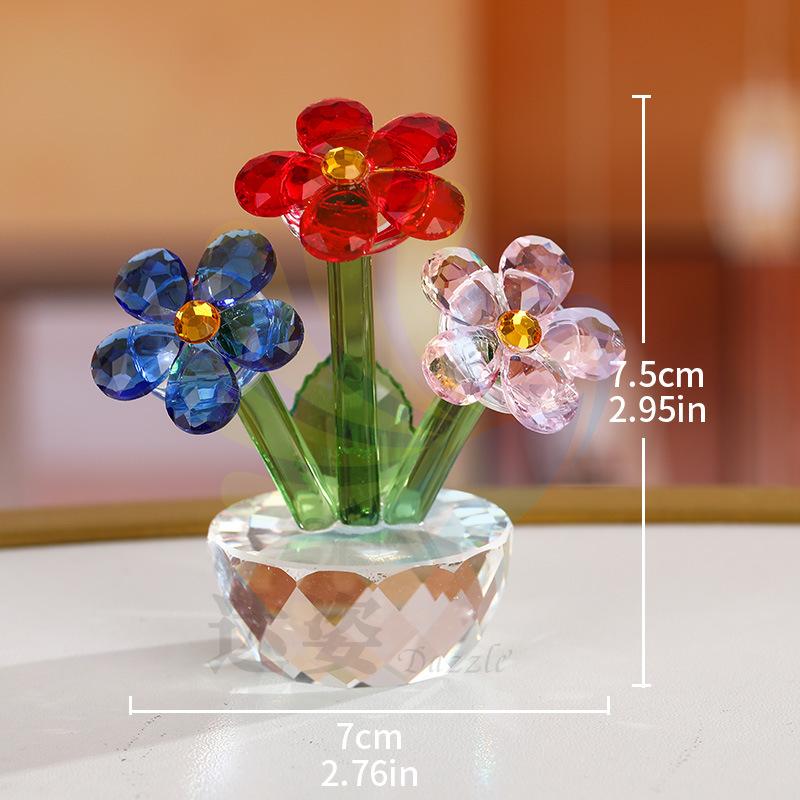 Crystal artificial flower home living room decoration ornament Nordic style lilac crystal handicraft